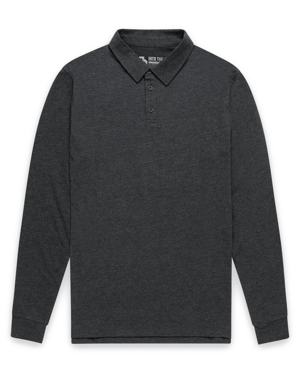 Long Sleeve Polo - Non-Branded-Charcoal-Regular-Mock--Model---L