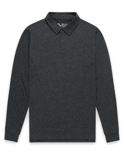 Long Sleeve Polo - Non-Branded-Charcoal-Regular-Mock--Model---L