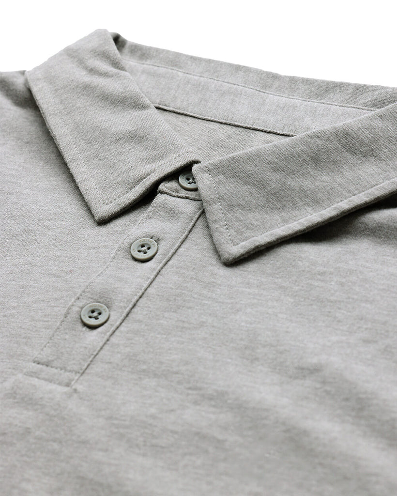 Long Sleeve Polo - Non-Branded-Grey-Regular-Detail2--Model---L