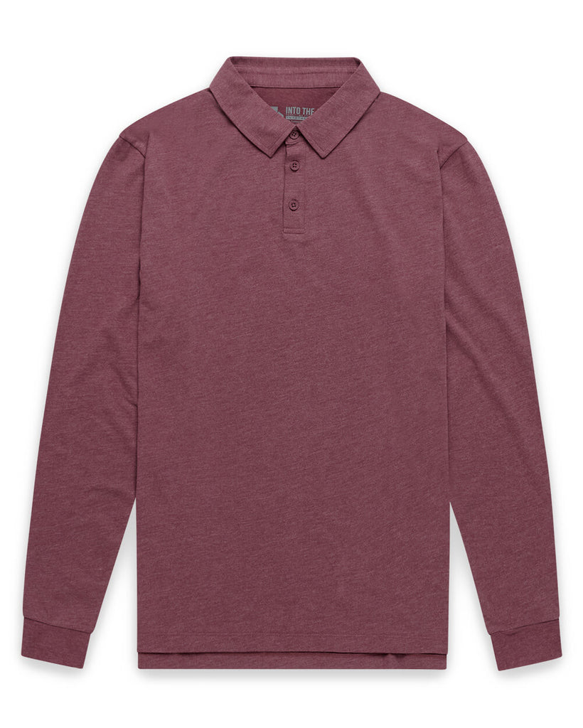 Long Sleeve Polo - Non-Branded-Maroon-Regular-Mock--Zac---L