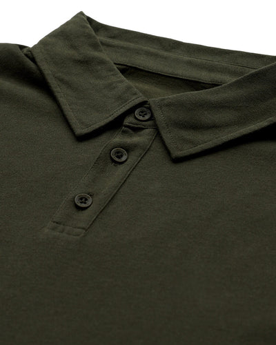 Long Sleeve Polo - Non-Branded-Midnight Olive-Reg-Regular--Zac--Model---L