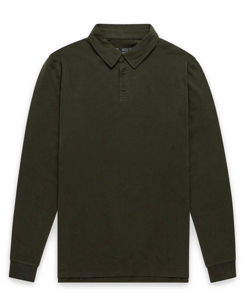 Long Sleeve Polo - Non-Branded-Midnight Olive-Regular-Mock--Zac---L