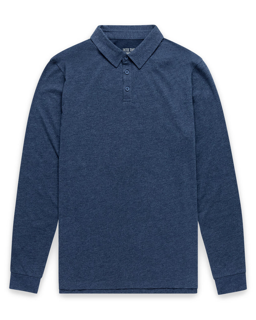 Long Sleeve Polo - Non-Branded-Navy-Regular-Mock--Zac---L