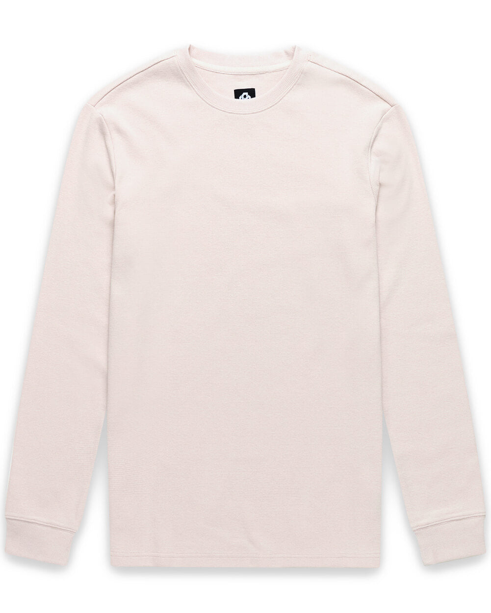 Long Sleeve Waffle Knit Crew - Non-Branded-Beige-Regular-Mock--Model---L