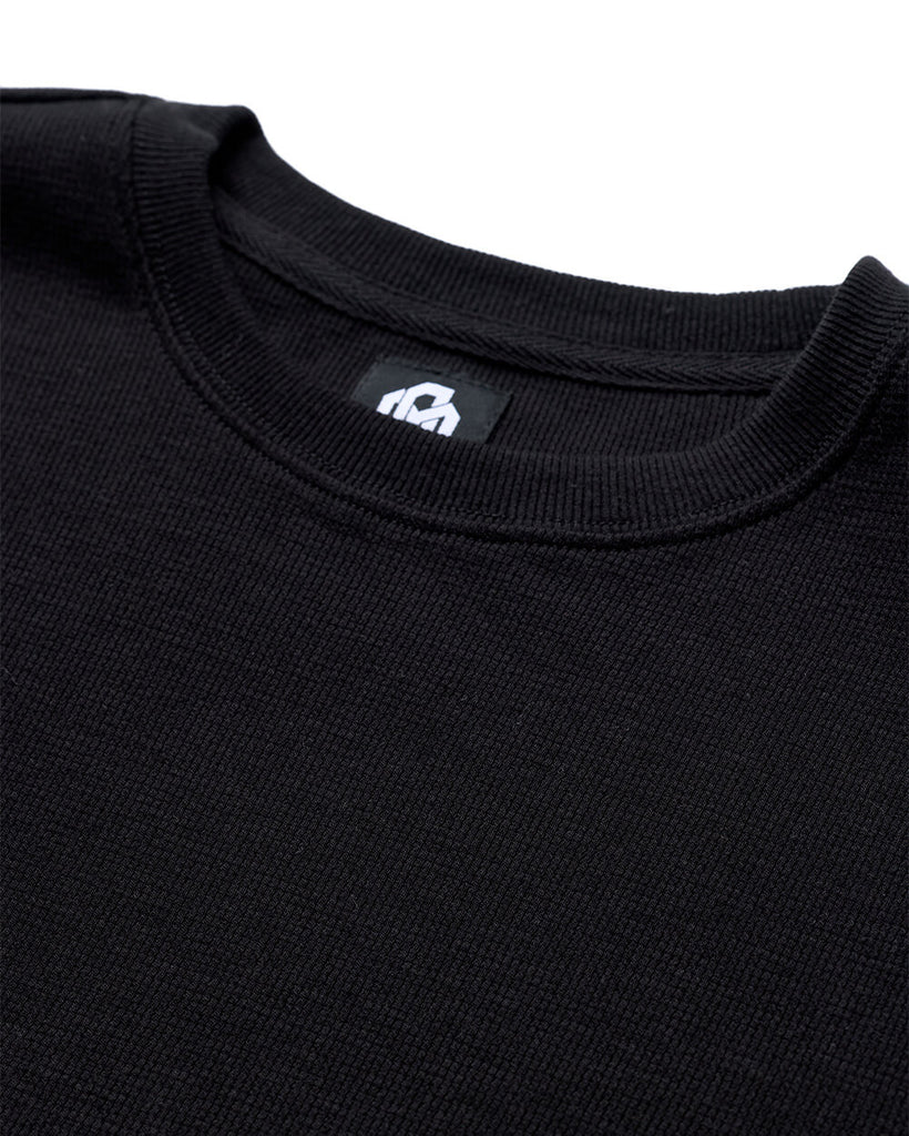 Long Sleeve Waffle Knit Crew - Non-Branded-Black-Regular-Detail--Zac---L