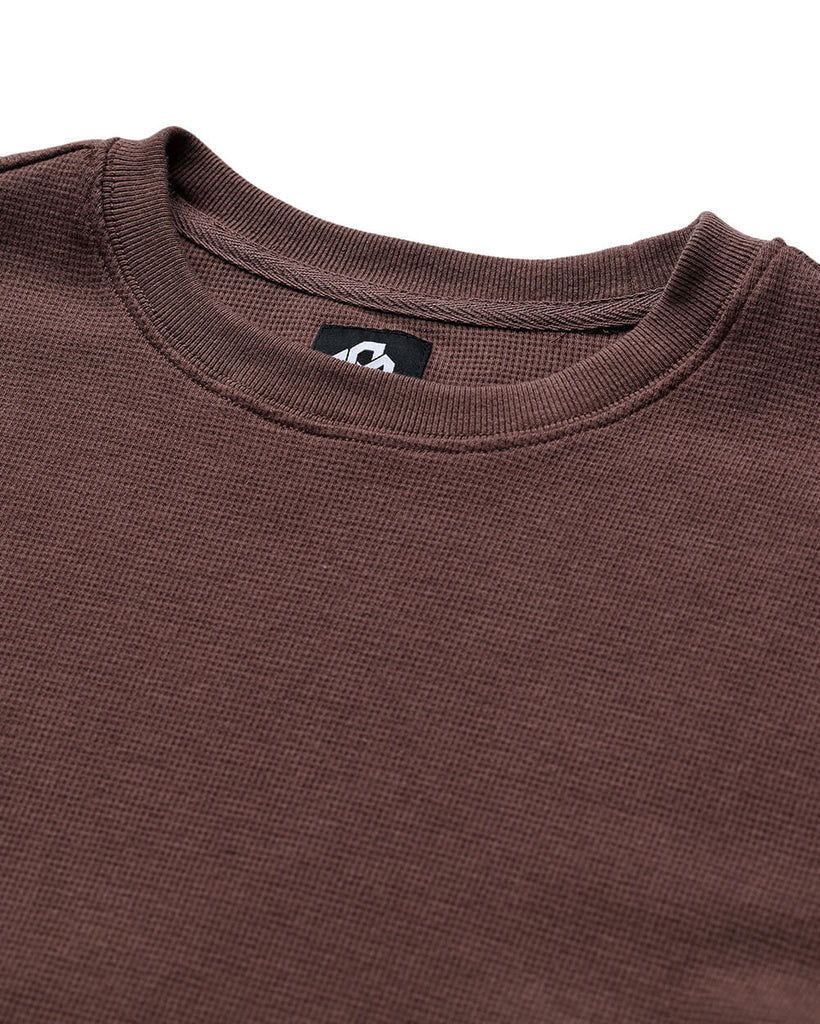 Long Sleeve Waffle Knit Crew - Non-Branded-Brown-Regular-Detail--Zac---L