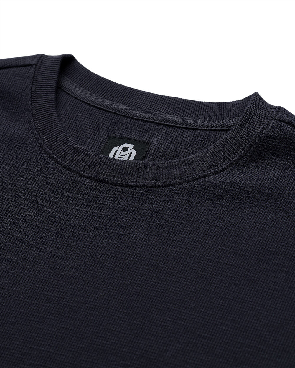 Long Sleeve Waffle Knit Crew - Non-Branded-Charcoal-Regular-Detail--Model---L