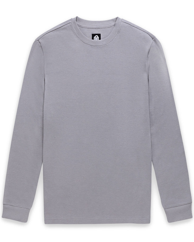 Long Sleeve Waffle Knit Crew - Non-Branded-Grey-Regular-Mock--Zac---L