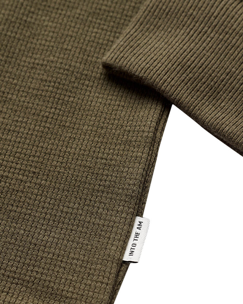 Long Sleeve Waffle Knit Crew - Non-Branded-Olive Green-Regular-Detail2--Zac---Ll