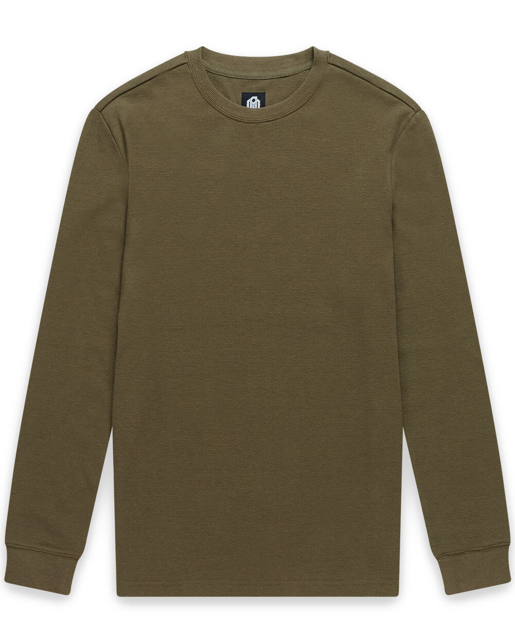 Long Sleeve Waffle Knit Crew - Non-Branded-Olive Green-Regular-Mock--Zac---L