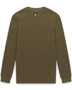 Long Sleeve Waffle Knit Crew - Non-Branded-Olive Green-Regular-Mock--Zac---L