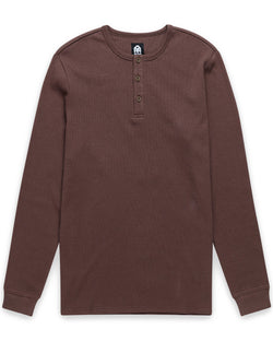 Long Sleeve Waffle Knit Henley - Non-Branded-Brown-Regular-Mock--Zac---L