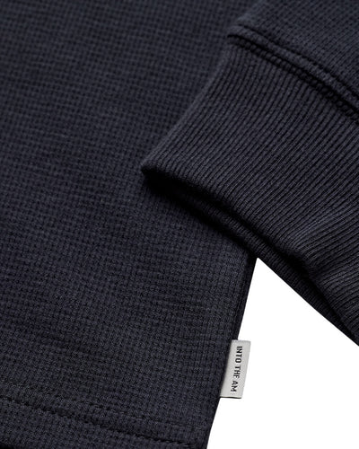 Long Sleeve Waffle Knit Henley-Charcoal-Detail--Model---M-Regular