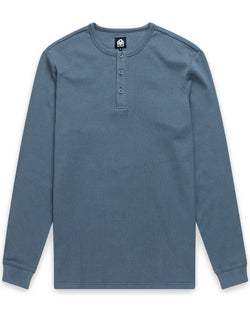 Long Sleeve Waffle Knit Henley - Non-Branded-Indigo-Regular-Mock--Zac---L