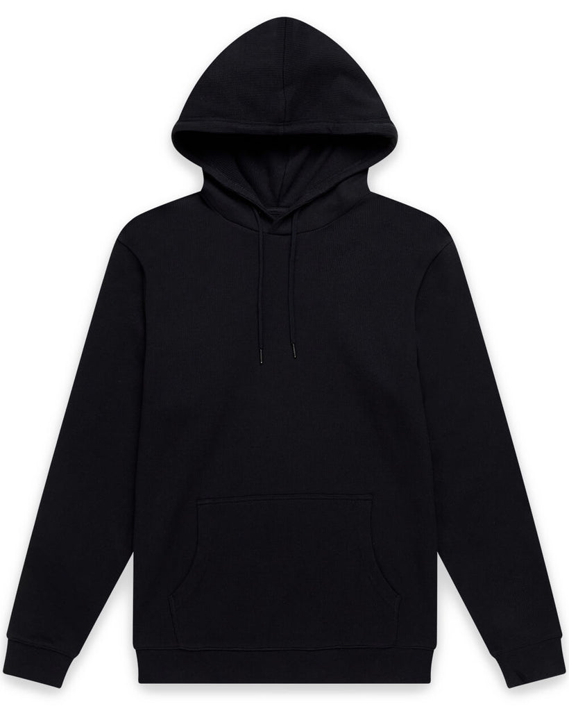 Waffle Knit Pullover Hoodie - Non-Branded-Black-Regular-Mock--Zac---L