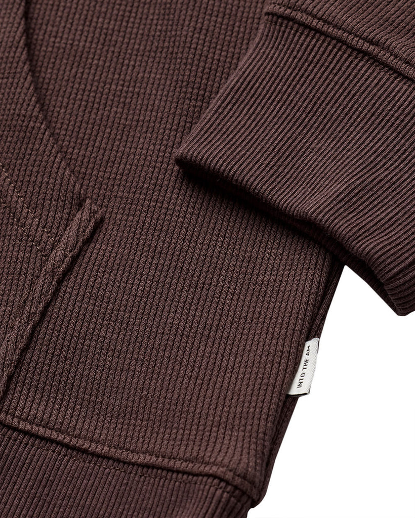 Waffle Knit Pullover Hoodie - Non-Branded-Brown-Regular-Detail--Zac---L