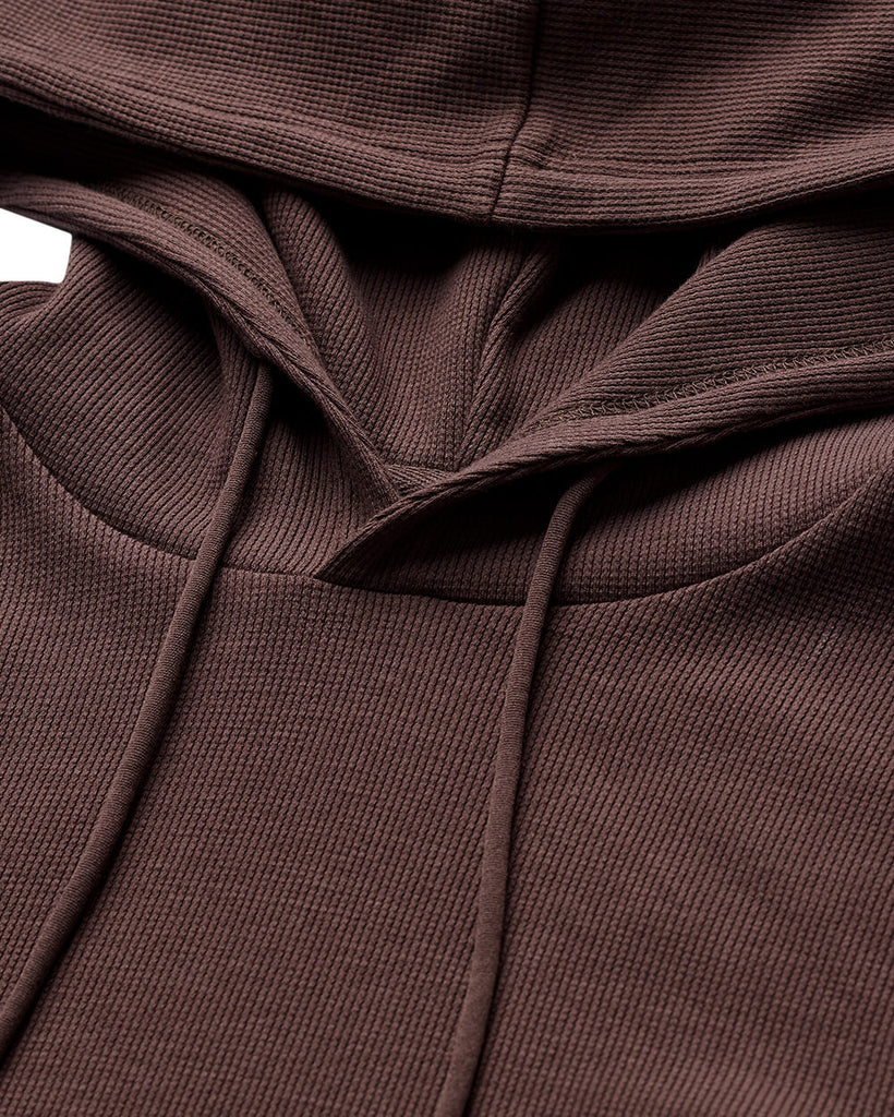 Waffle Knit Pullover Hoodie - Non-Branded-Brown-Regular-Detail2--Zac---L