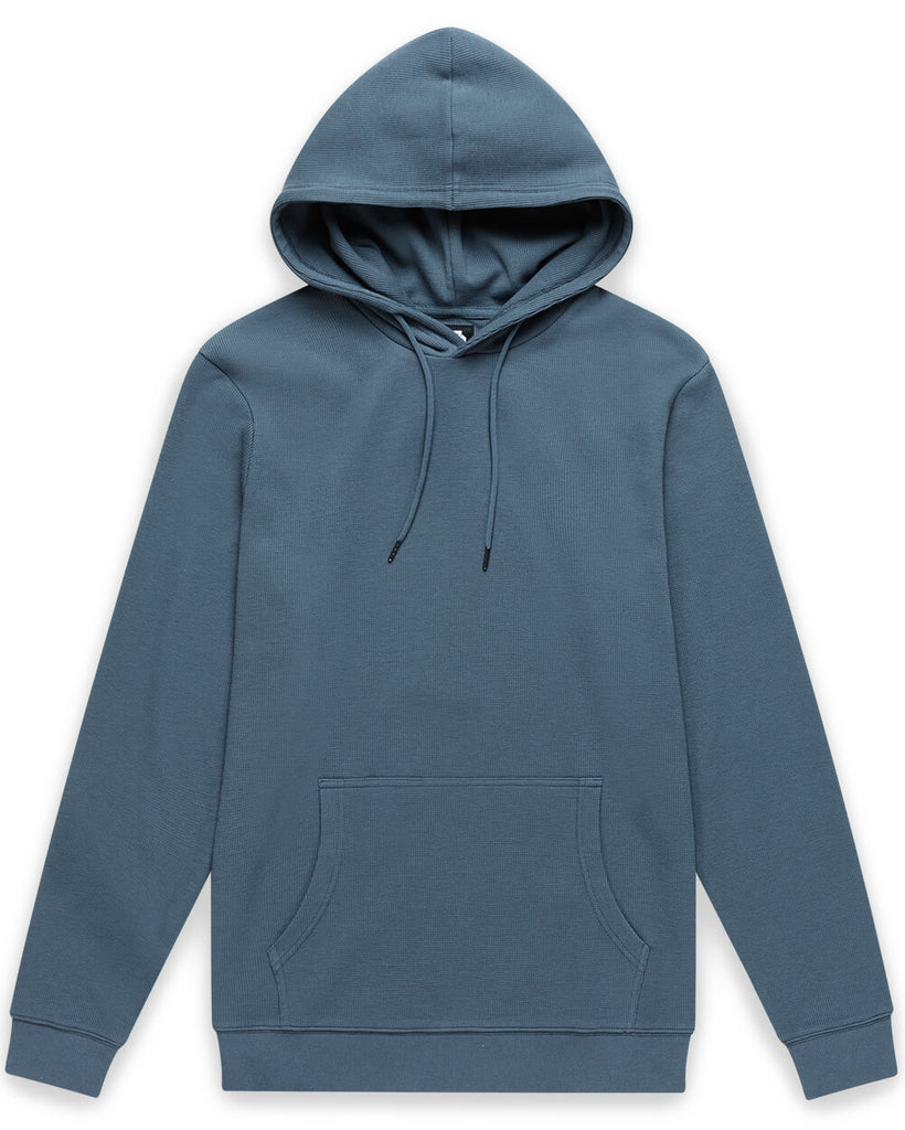 Waffle Knit Pullover Hoodie - Non-Branded-Indigo-Regular-Mock--Zac---L