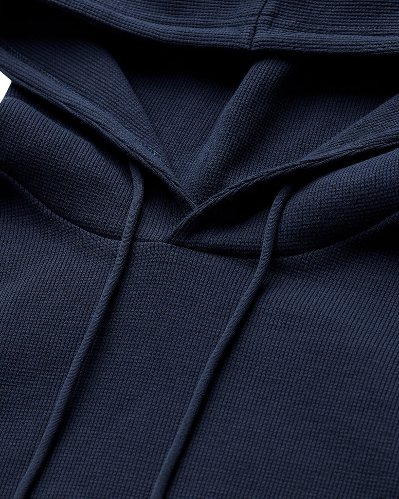 Waffle Knit Pullover Hoodie - Non-Branded-Navy-Regular-Detail2--Zac---L