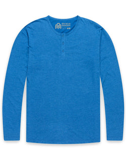 Long Sleeve Henley Tee - Non-Branded-Cool Blue-Regular-Mock--Zac---L