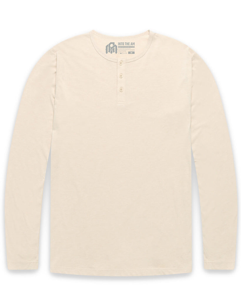 Long Sleeve Henley Tee - Non-Branded-Beige-Regular-Mock--Zac---L