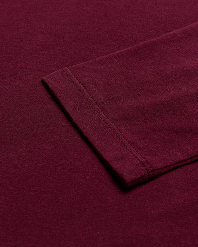Long Sleeve Henley Tee - Non-Branded-Dark Maroon-Regular-Detail1--Zac---L