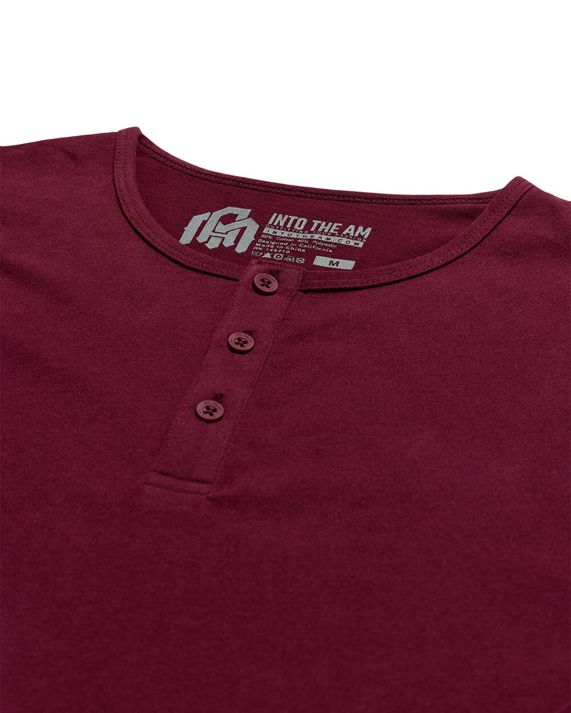 Long Sleeve Henley Tee - Non-Branded-Dark Maroon-Regular-Detail2--Zac---L