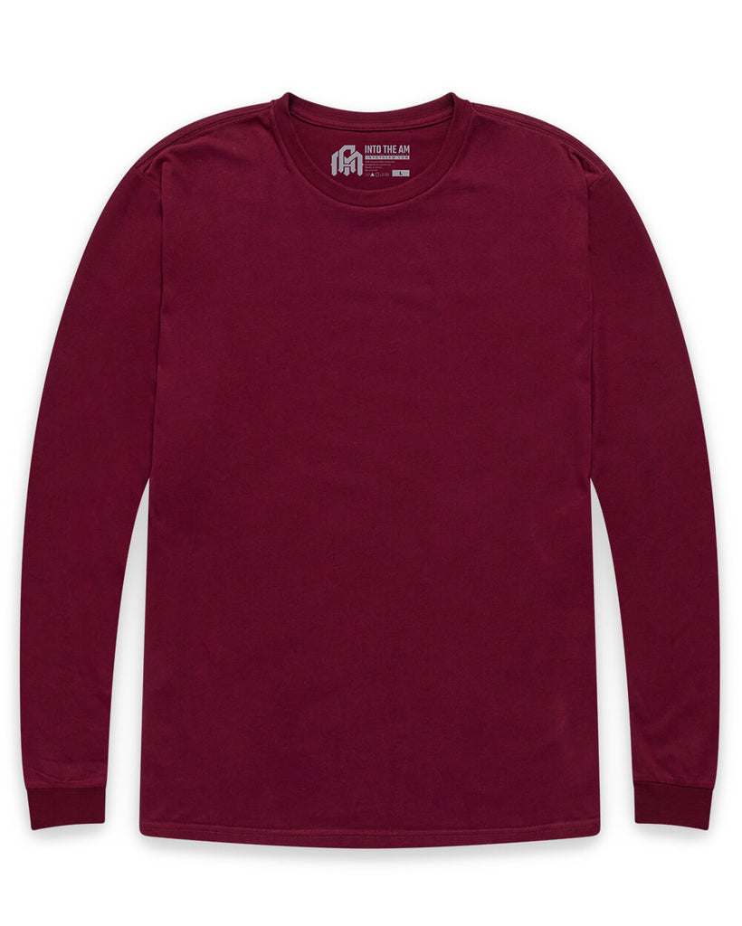 Long Sleeve Tee - Non-Branded-Dark Maroon-Regular-Mock--Zac---L