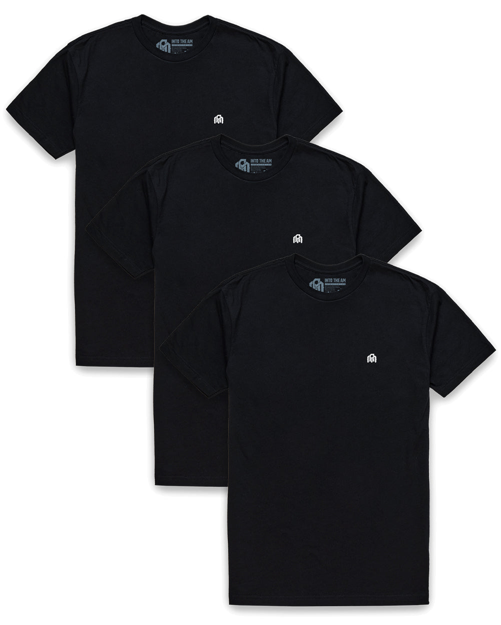 3 Pack Basic Tee - Branded-Black-Regular-Mock--Model---L