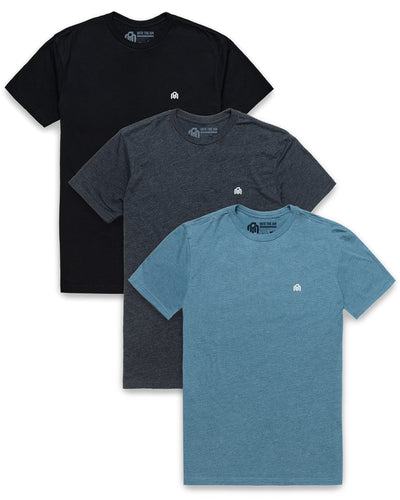 3 Pack Basic Tee - Branded-Black/Charcoal/Indigo-Regular-Mock--Model---L