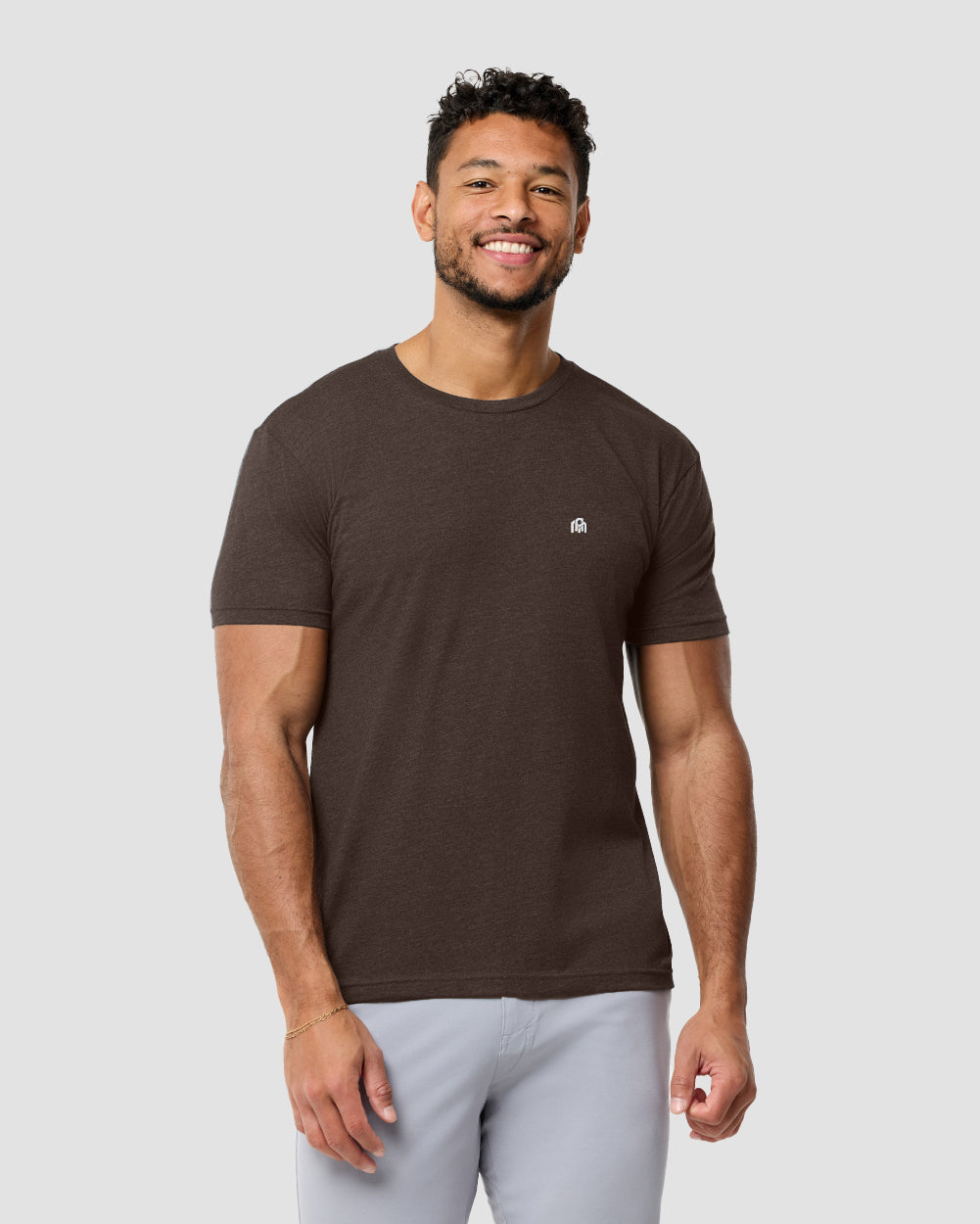 Basic Tee - Branded-Brown-Tall-Regular-Front--Model---L