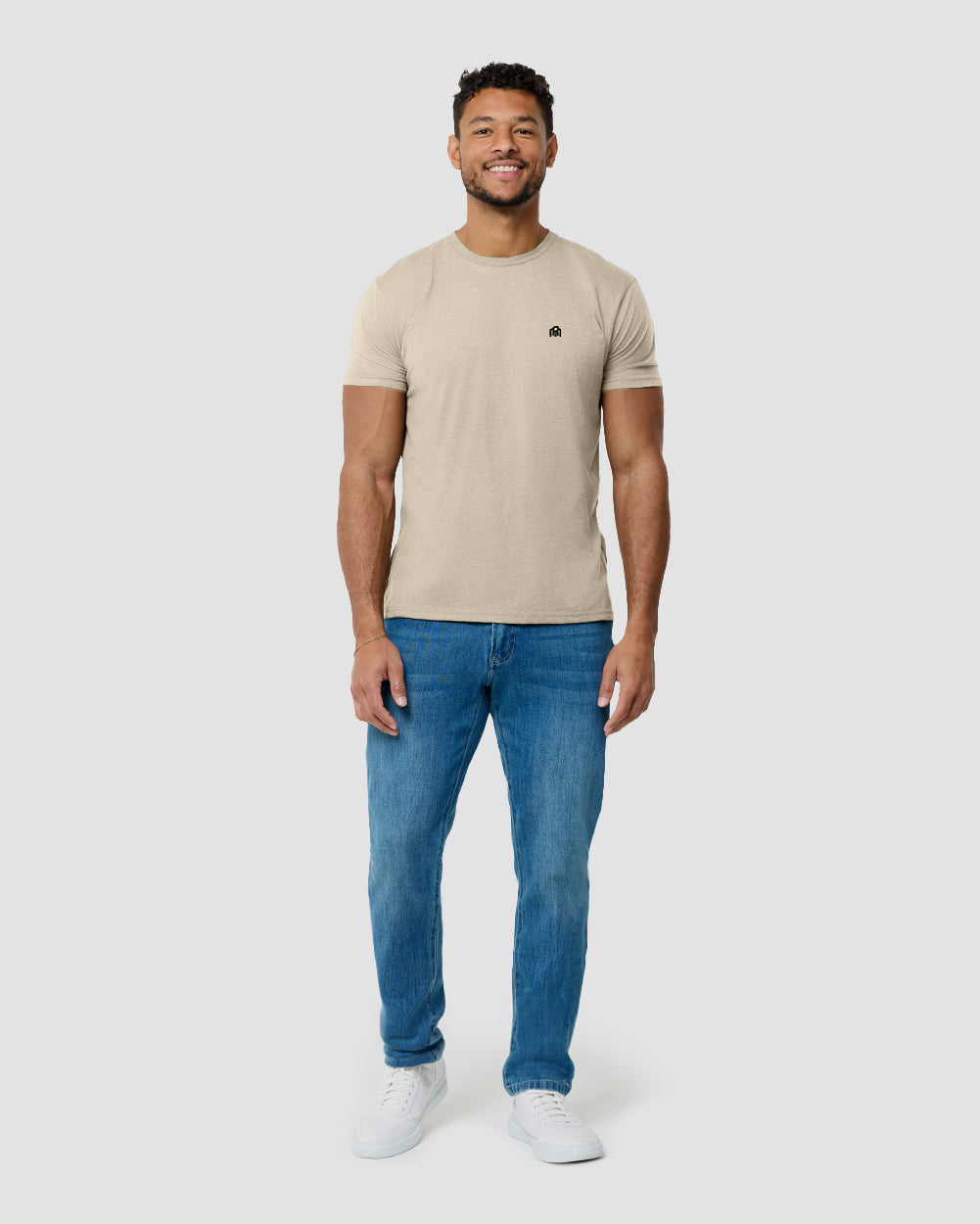 Basic Tee - Branded-Cream-Tall-Regular-Full--Model---L