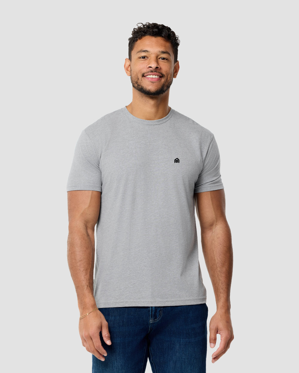 Basic Tee - Branded-Grey-Reg-Regular-Front--Model---L