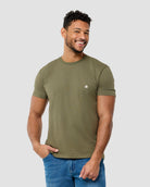 Basic Tee - Branded-Olive Green-Reg-Regular-Front--Model---L