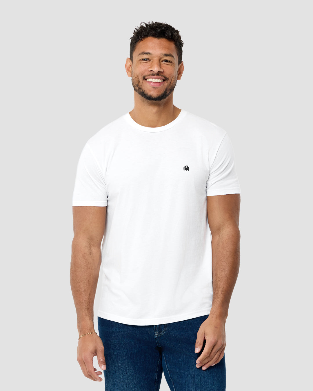 Basic Tee - Branded-White-Reg-Regular-Front--Model---L