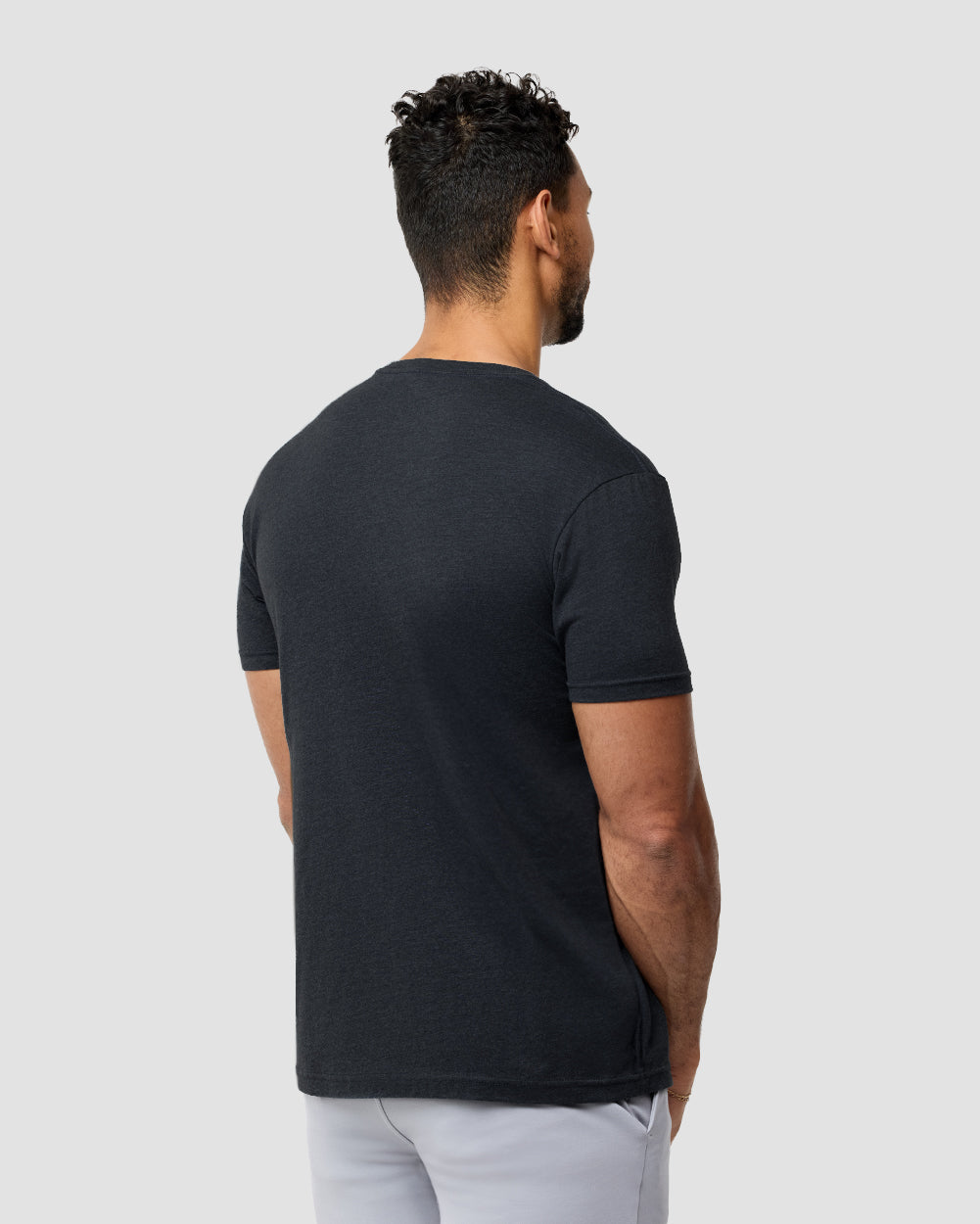 Basic Tee - No Logo-Charcoal-Reg-Regular-Back--Model---L