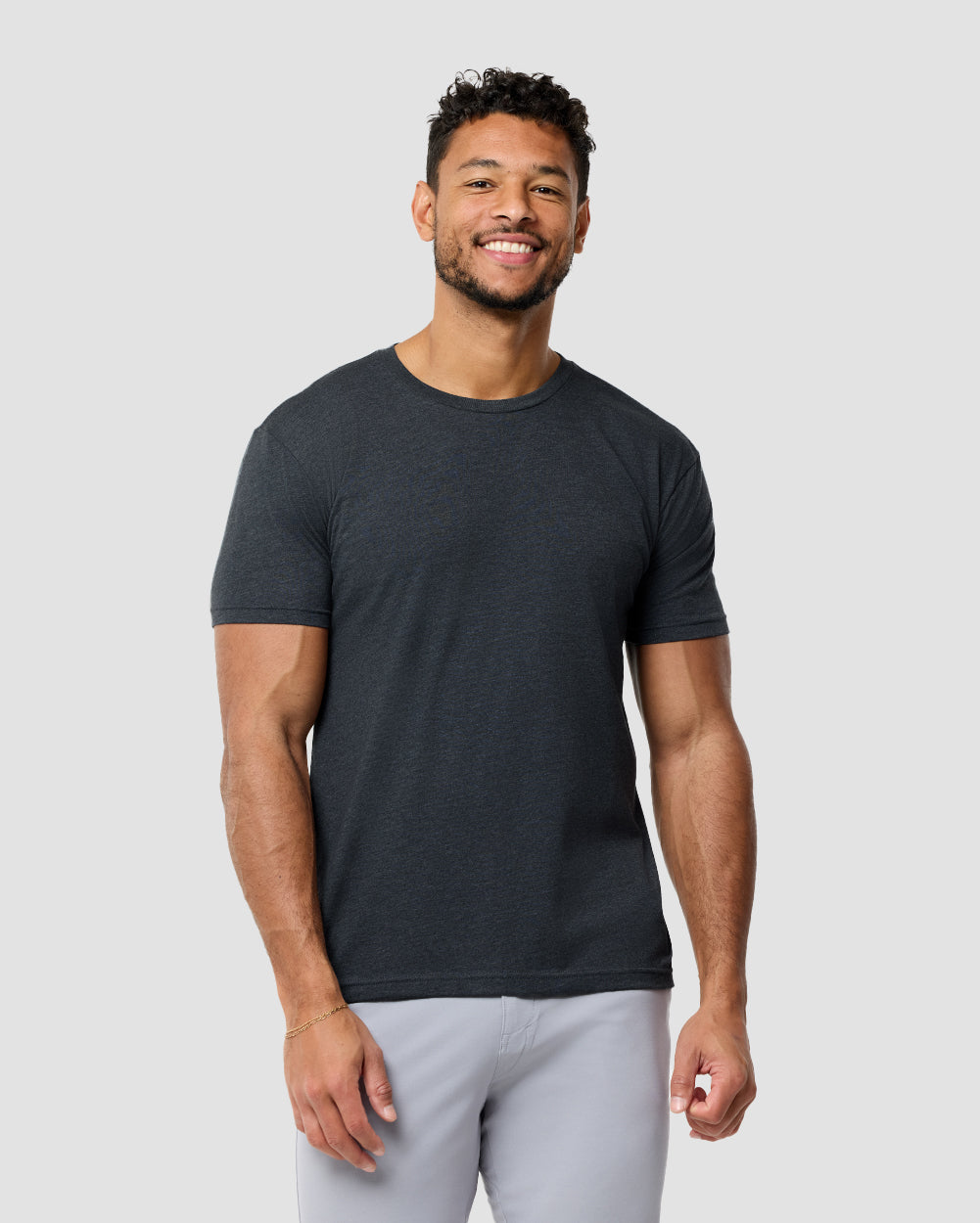 Basic Tee - No Logo-Charcoal-Reg-Regular-Front--Model---L