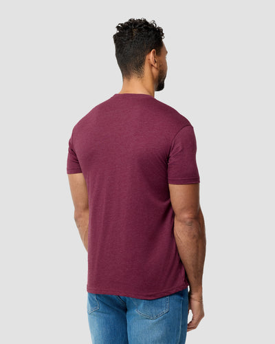 Basic Tee - No Logo-Heather Maroon-Reg-Regular-Back--Model---L