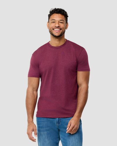Basic Tee - No Logo-Heather Maroon-Reg-Regular-Front--Model---L