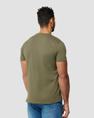 Basic Tee - Non-Branded-Olive Green-Tall-Regular-Back--Model---M