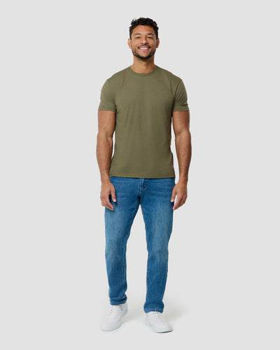 Basic Tee - No Logo-Olive Green-Reg-Regular-Full--Model---L