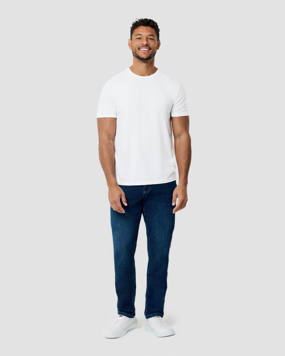 Basic Tee - No Logo-White-Reg-Regular-Full--Model---L