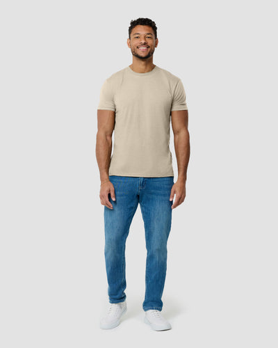 Basic Tee - No Logo-Cream-Reg-Regular-Full--Model---L