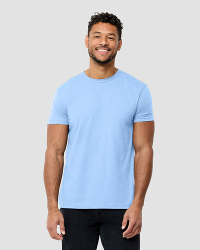 Basic Tee - No Logo-Heather Columbia Blue-Reg-Regular-Front--Model---L