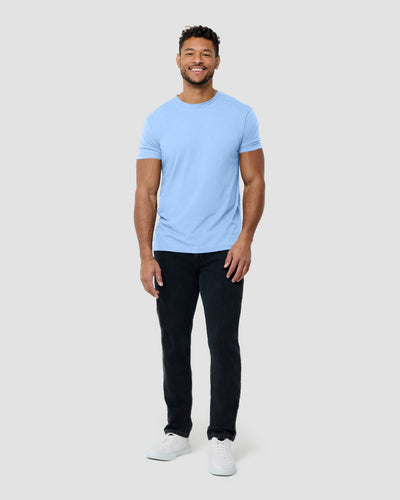 Basic Tee - No Logo-Heather Columbia Blue-Reg-Regular-Full--Model---L