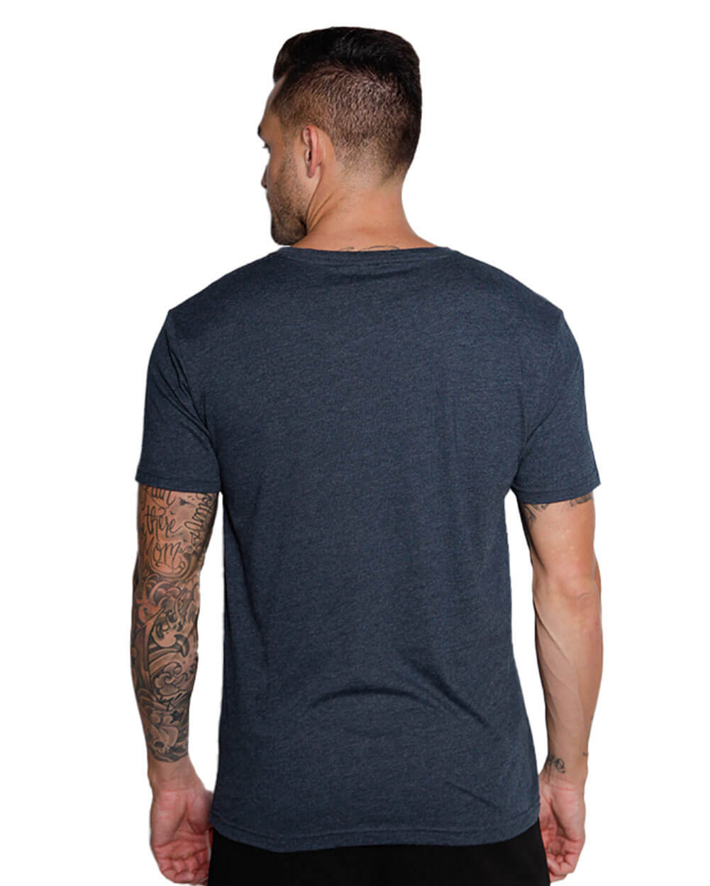 V-Neck Tee - Non-Branded-Navy-Back--Model---M-Regular