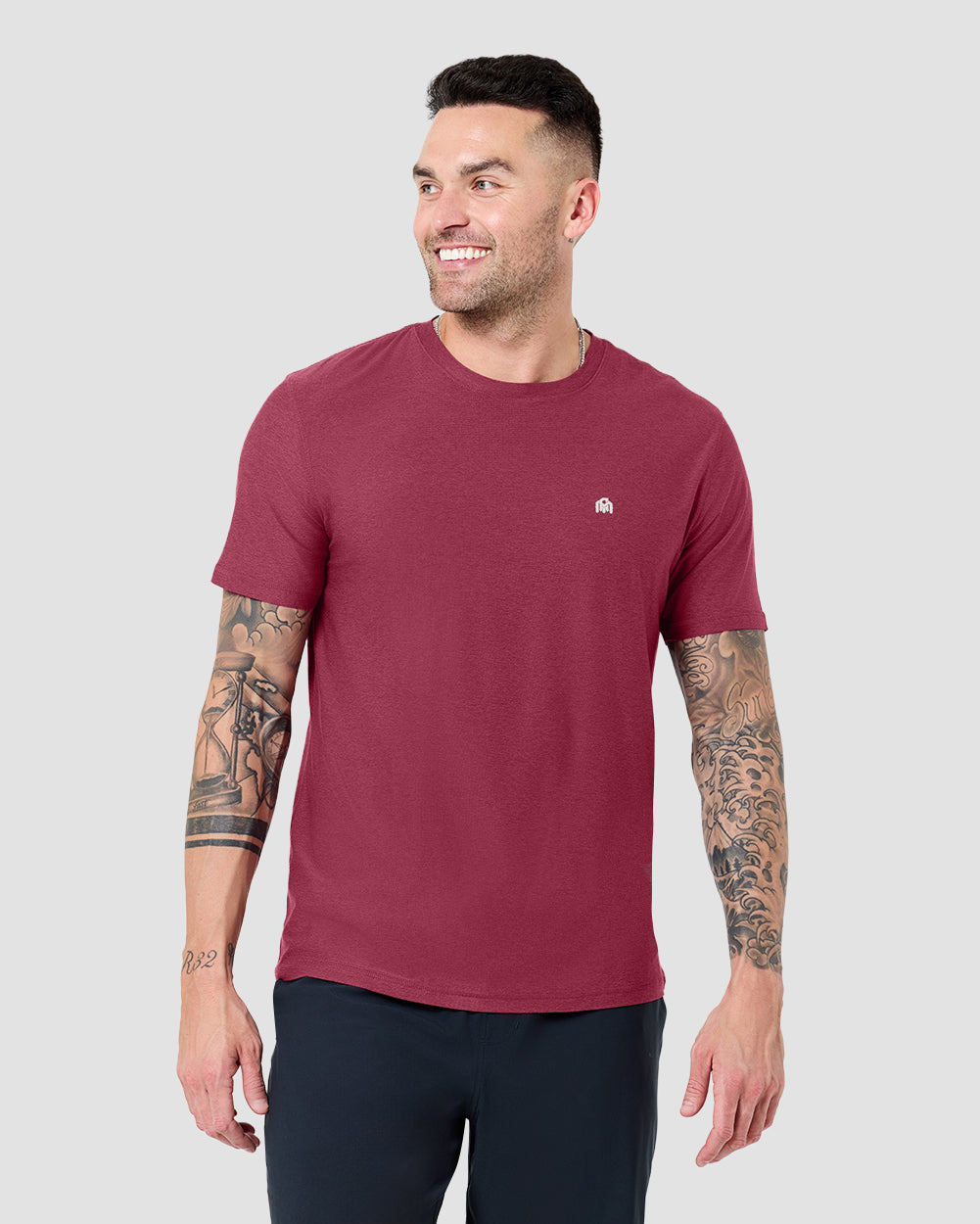 Active Tee-Maroon-Reg-Regular-Front--Model---L