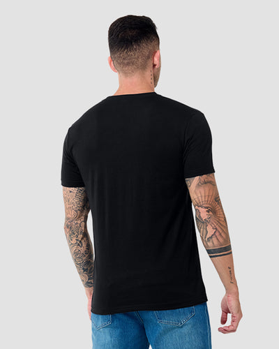 V-Neck Tee - Non-Branded-Black-Regular-Back--Model---L
