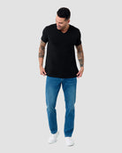 V-Neck Tee - Non-Branded-Black-Tall-Regular-Full--Model---L