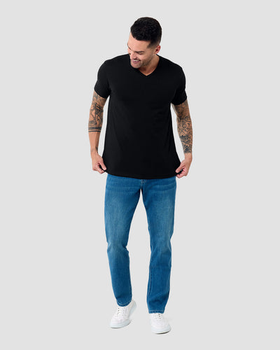 V-Neck Tee - Non-Branded-Black-Tall-Regular-Full--Model---L